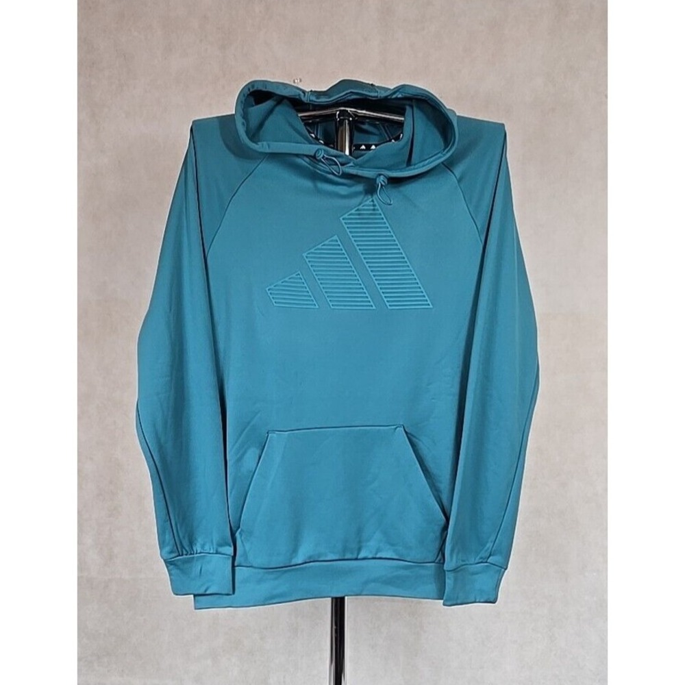 NWT Adidas Mens Hoodie Size Medium Hooded Fleece Pullover Sweatshirt Logo Green